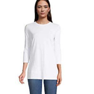 Land's End Women's Slub Jersey 3/4 Sleeve Loose Fit Swing Tunic Top